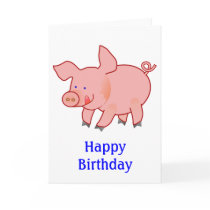 Cute Little Pig Birthday Greeting Card