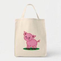 Cute Little Pig Grocery Tote Bag