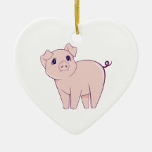 Cute Little Piggy Art Christmas Tree Ornaments