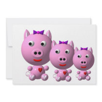 Cute little piggy with hearts and bow! announcement