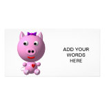 Cute little piggy with hearts and bow! photo card