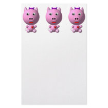 Cute little piggy with hearts and bow! customized stationery