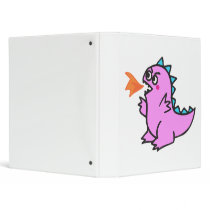 cute little pink fire dragon monster vinyl binder