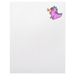 cute little pink fire dragon monster letterhead