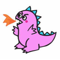 cute little pink fire dragon monster photo cutout