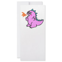 cute little pink fire dragon monster custom rack card