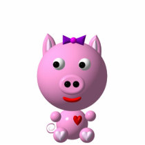 Cute little pink piggy with hearts and bow! cut out