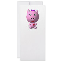 Cute little pink piggy with hearts and bow! custom rack card
