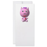 Cute little pink piggy with hearts and bow! custom rack card