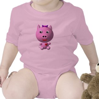 Cute little pink piggy with hearts and bow!