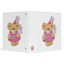 Cute Little Pink Princess Bear Binder