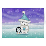 Cute Little Polar Bear and Penguin Christmas Card