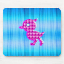 Cute Little polka dot blue and pink birdy Mouse Pads