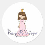 Cute Little Pretty Fairy Princess Round Stickers