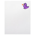 cute little purple fire dragon monster letterhead template