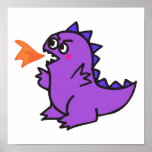 cute little purple fire dragon monster posters
