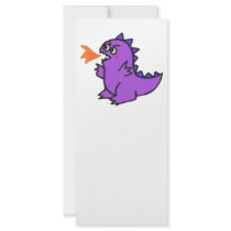 cute little purple fire dragon monster rack card design
