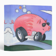 cute little rod hog piggy notebook 3 ring binder