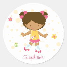 Cute little rollerskater girl personalized sticker