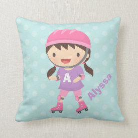 Cute Little Skater Girls Room Decor Pillow