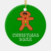 Cute Little Smiling Gingerbread Man Christmas Tree Ornaments