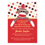 Cute Little Sock Monkey Baby Shower Invitation