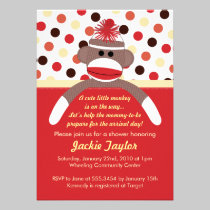 Cute Little Sock Monkey Baby Shower Invitation invitations