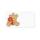 cute little teddy bear with red crayon personalized address labels