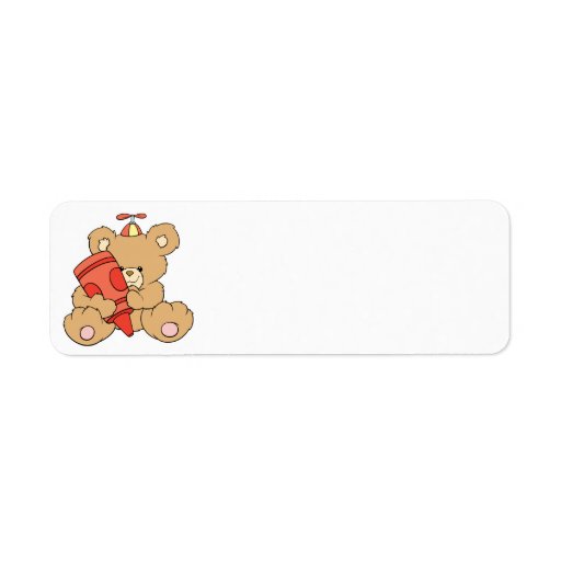 cute little teddy bear with red crayon custom return address labels