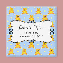 Cute Little Teddy Bears Birth Announcement magnets