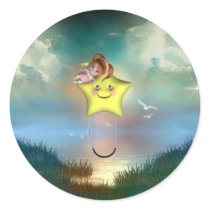 Cute little toon tot baby fairys 1 round sticker