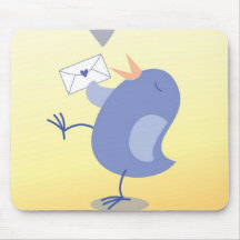 Cute little Tweeter Bird with a letter! Mouse Pads