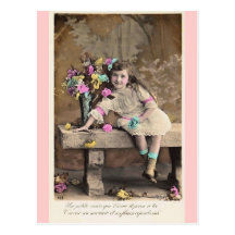 Cute Little Victorian French Girl postcard