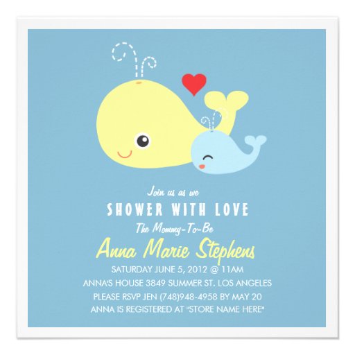 Cute Little Whales Baby Shower Invitation