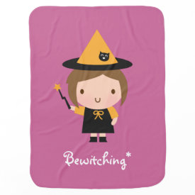 Cute Little Witch Girl, Bewitching Halloween Baby Blanket