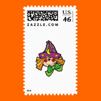 cute little witch girl stamps