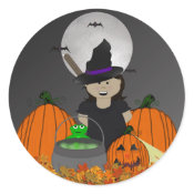Cute little Witch Halloween Stickers