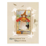 Cute Little Witch Vintage Postcard