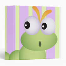 worm, inch worm, caterpillar, insects, animal, cute, adorable, pastel, green, striped, stripes, kids, children, school, cartoon, character, suprised, expression, nature, dooni designs, caterpillars, Binder with custom graphic design