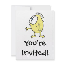 cute little yellow monster personalized invitations