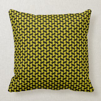 Cute Little Yellow Zees on Black Pattern Throw Pillows