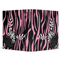 Cute Little Zebra Black and Pink Binder