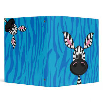 Cute Little Zebra Blue Binder