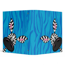 Cute Little Zebra Blue Binder