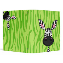 Cute Little Zebra Green Binder