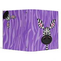 Cute Little Zebra Purple Binder