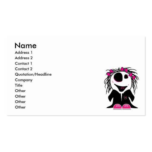 cute little zombie girly business card templates (front side)