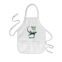 Cute Lizard Green Chef Custom Child's Apron