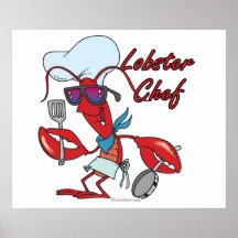 cute lobster chef cartoon poster