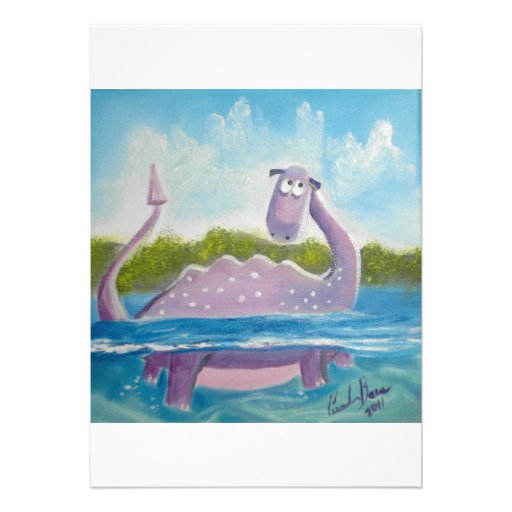 Cute loch ness monster picture invitations